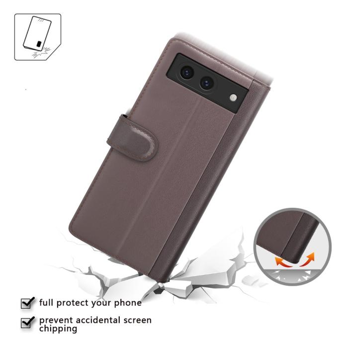 Bild 4, Google Pixel 8A Fodral Premium Äkta Läder Brun