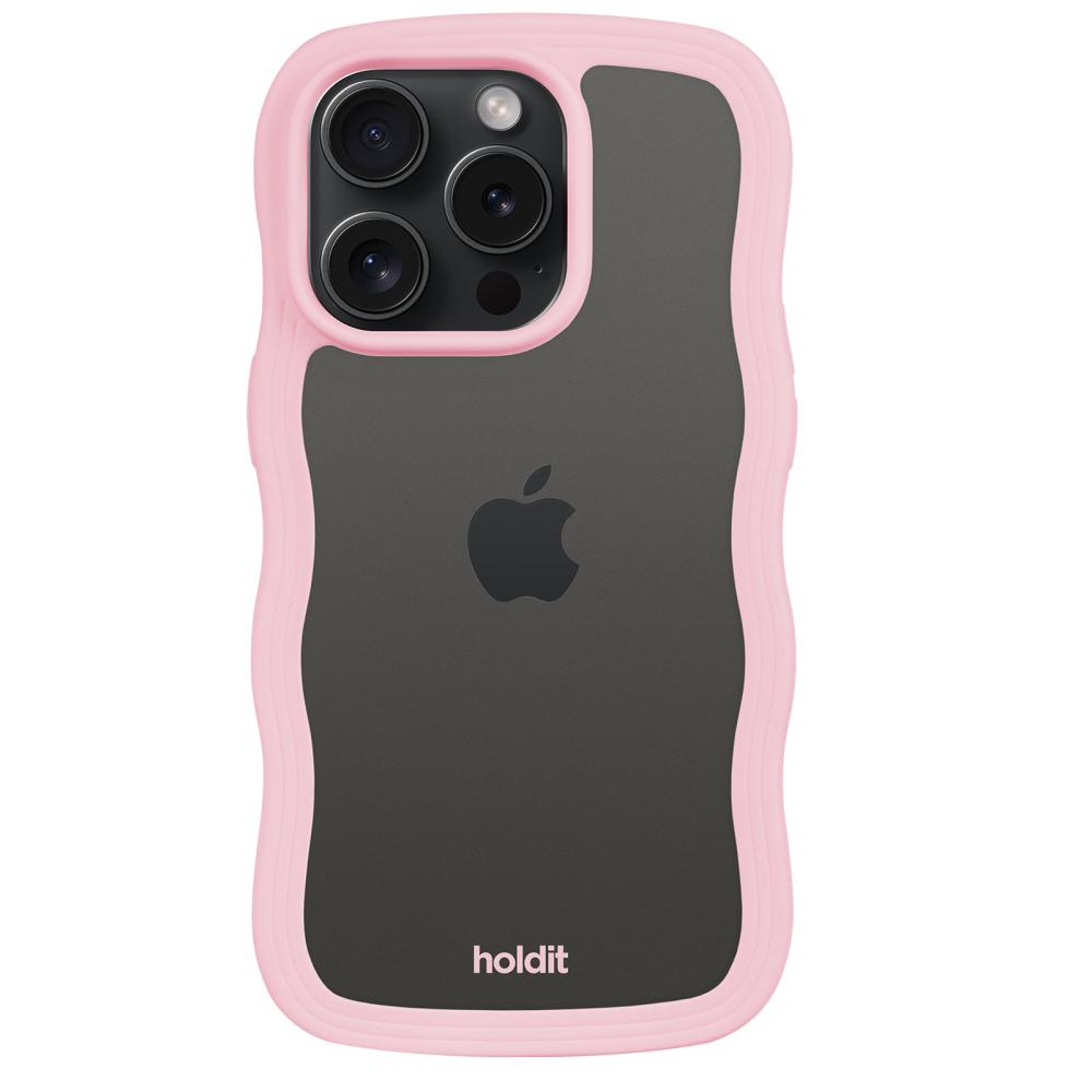 holdit iPhone 14 Pro Skal Wavy Pink Transparent