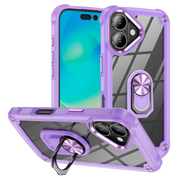 Bild 1, iPhone 16 Skal Shockproof Ring Hybrid Lila