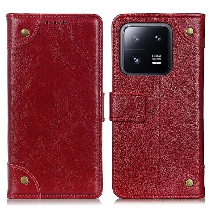 Bild 2, Xiaomi 13 5G Fodral Mässing Dekor Vinröd