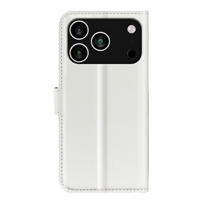 Bild 3, iPhone 17 Pro Max Fodral Litchi Läder Vit