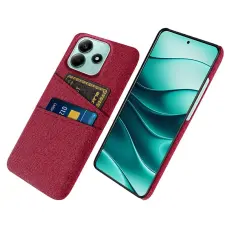 Xiaomi Redmi Note 14 5G Skal Med Kortfack Tygbelagt R&ouml;d