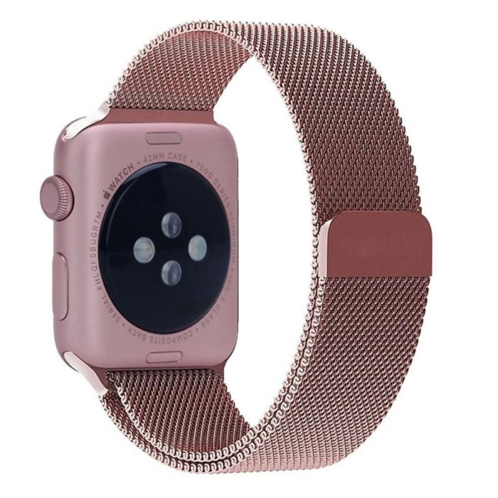 Bild 2, Milanese Loop Metall Armband Apple Watch 42/44/45/49 mm Rosa