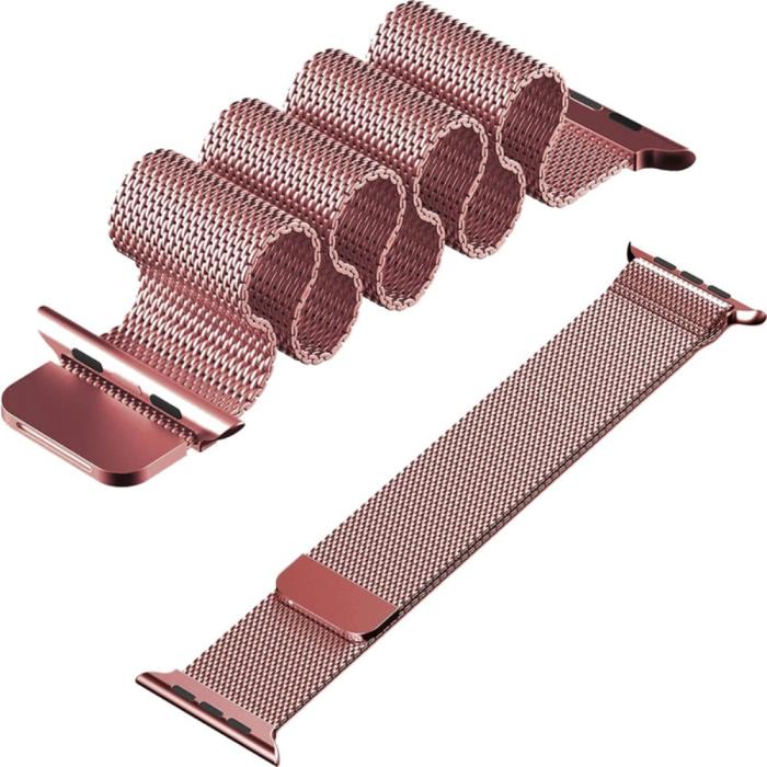 Bild 5, Milanese Loop Metall Armband Apple Watch 42/44/45/49 mm Rosa