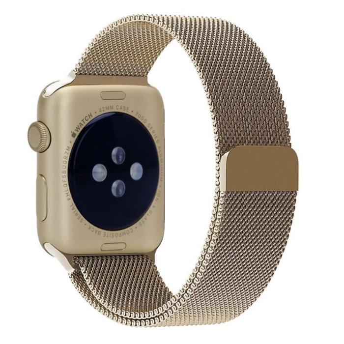 Bild 1, Milanese Loop Metall Armband Apple Watch 42/44/45/49 mm Champagne Guld