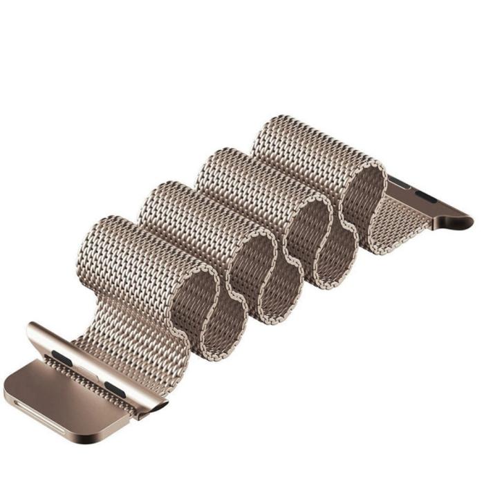 Bild 2, Milanese Loop Metall Armband Apple Watch 42/44/45/49 mm Champagne Guld
