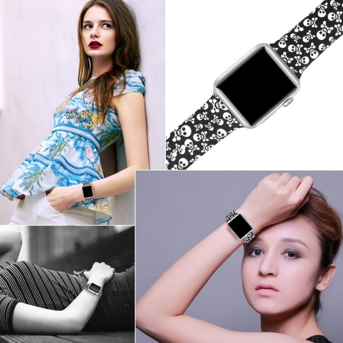 Bild 5, Silikon Armband Apple Watch 41/40/38 mm - Döskallar