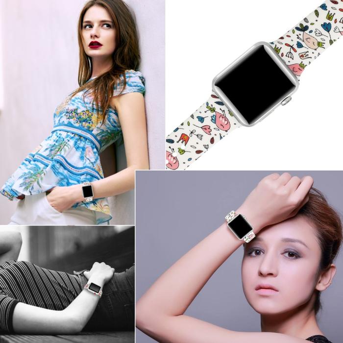 Bild 5, Silikon Armband Apple Watch 42/44/45/49 mm Fåglar/Blommor