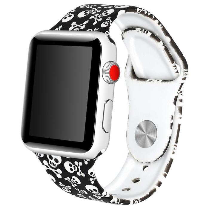 Bild 2, Silikon Armband Apple Watch 42/44/45/49 mm Döskallar
