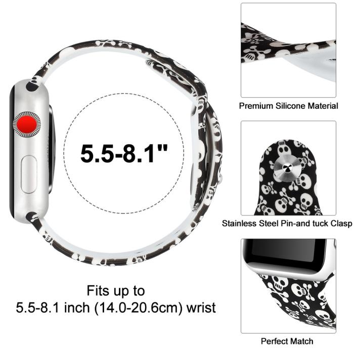 Bild 3, Silikon Armband Apple Watch 42/44/45/49 mm Döskallar