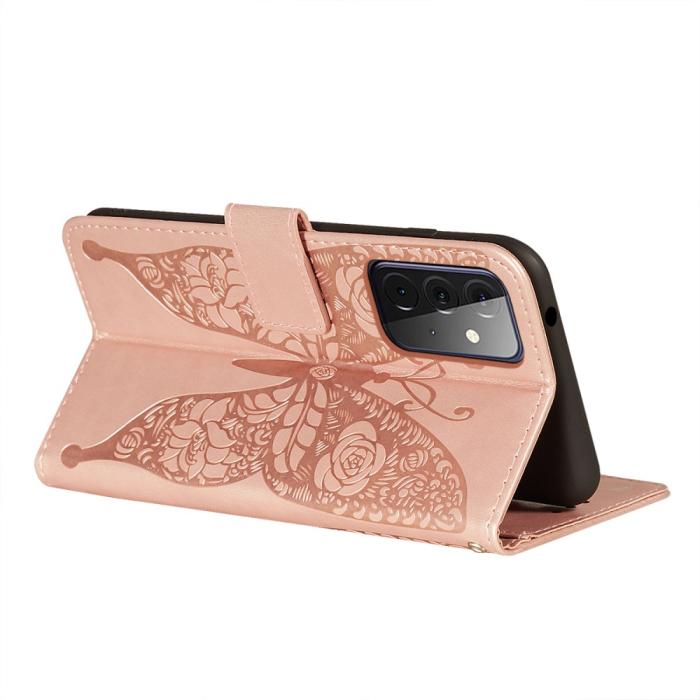 Bild 5, Samsung Galaxy A72 - Läder Fodral Med Tryck - Roséguld