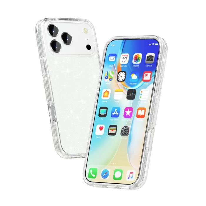 Bild 3, iPhone 17 Pro Skal Hybrid Glitter Vit