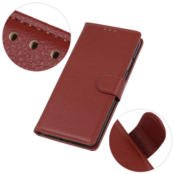 Bild 3, Xiaomi Redmi 8A - Litchi Plånboksfodral - Brun