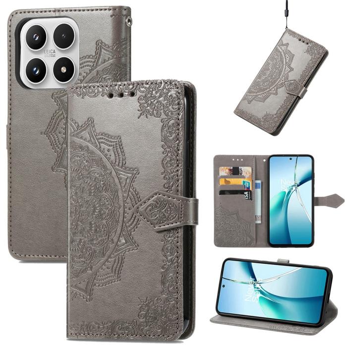 Bild 3, Xiaomi 17 Fodral Läder Mandala Grå