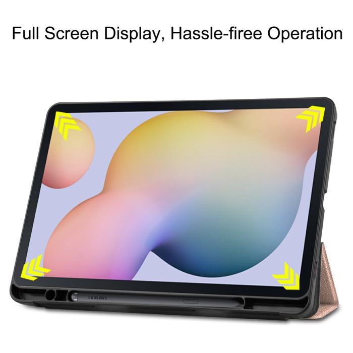 Bild 4, Samsung Galaxy Tab S7 / Tab S8 Fodral Tri-Fold Pennhållare Roséguld