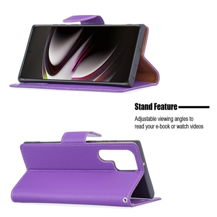 Bild 2, Samsung Galaxy S22 Ultra Fodral Litchi Textur Lila