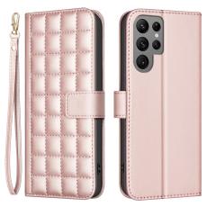 Samsung Galaxy S25 Ultra Fodral L&auml;der Rutor Ros&eacute;guld