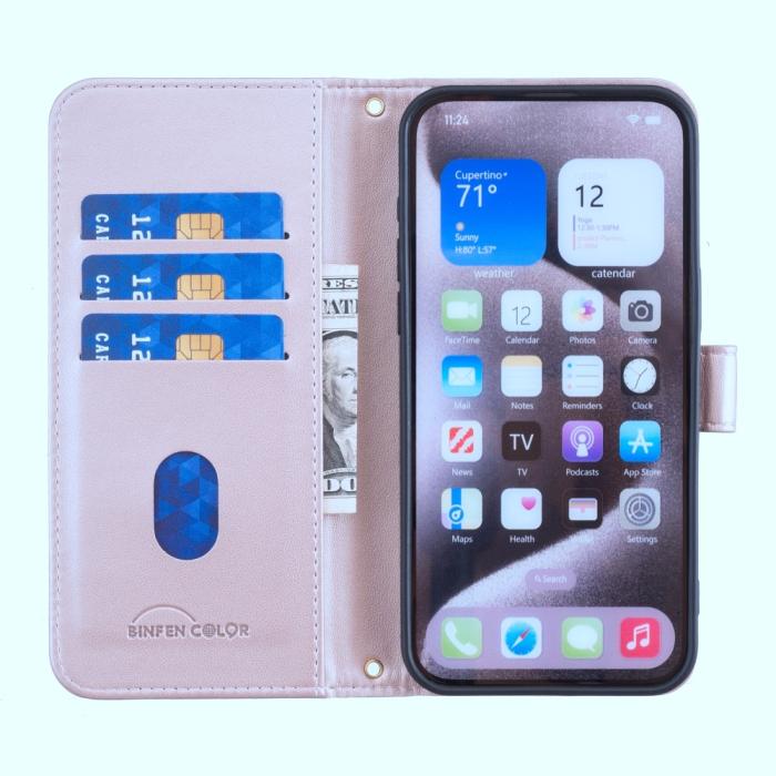 Bild 2, Samsung Galaxy S25 Ultra Fodral Läder Rutor Roséguld