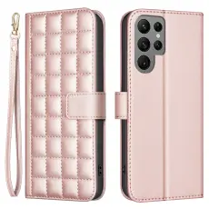 Samsung Galaxy S25 Ultra Fodral L&auml;der Rutor Ros&eacute;guld