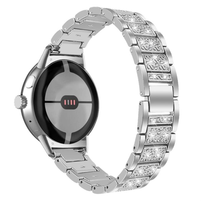 Bild 1, Rhinestone Metallarmband Google Pixel Watch / Watch 2