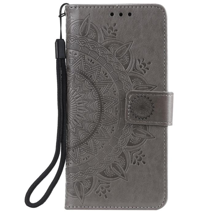 Bild 2, Samsung Galaxy S21 FE Fodral Mandala Läder Grå