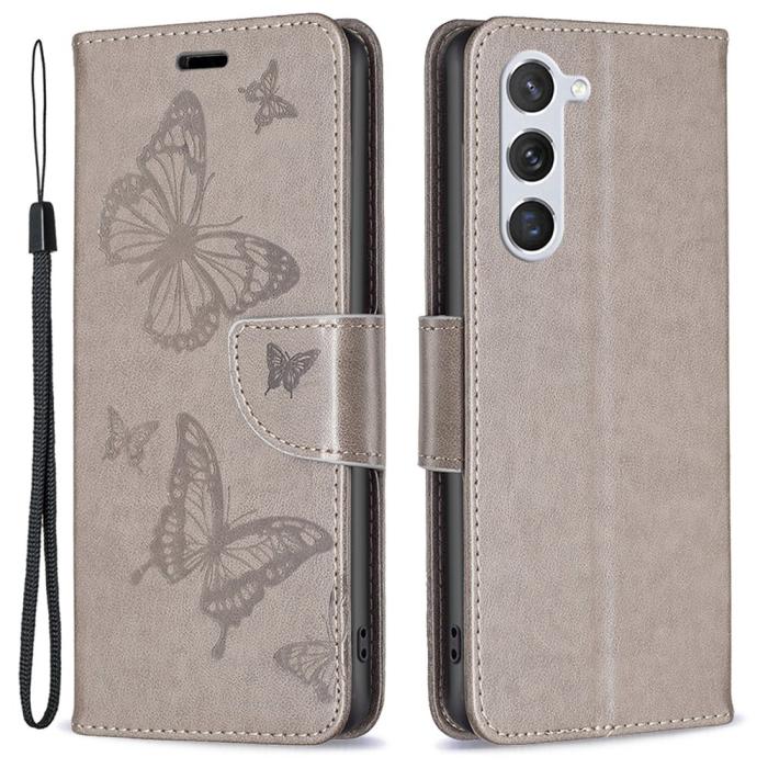 Bild 1, Samsung Galaxy S23 Fodral Med Fjäril Tryck Grå