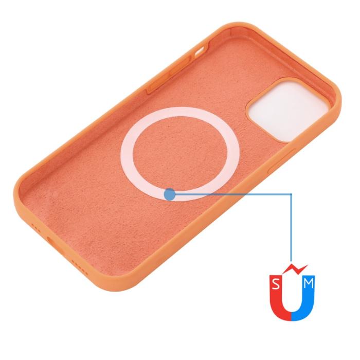 Bild 4, iPhone 13 Skal MagSafe Liquid Silikon Orange