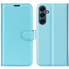 Samsung Galaxy A17 Fodral Litchi L&auml;der Bl&aring;