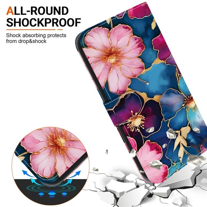 Bild 6, Honor 400 Smart Fodral Läder Blue Gold Flower