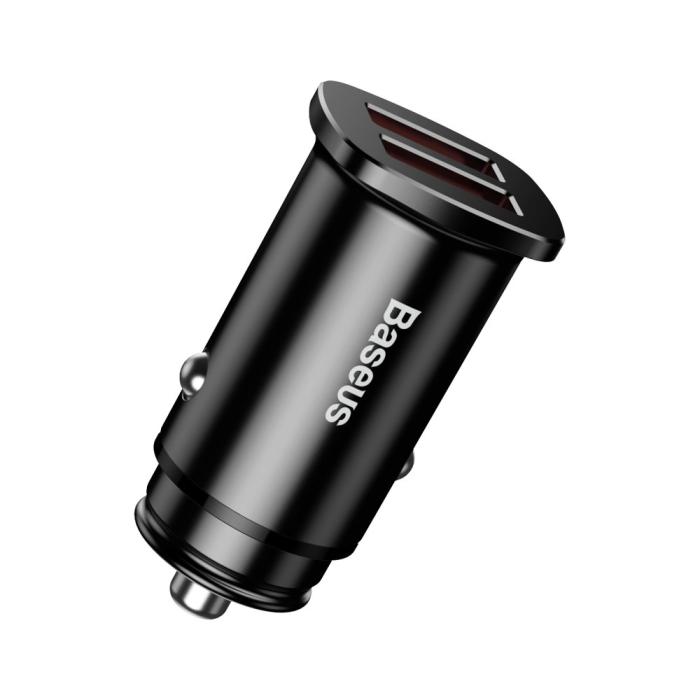 Bild 2, Baseus 30W 2x USB Billaddare Snabbladdning Svart