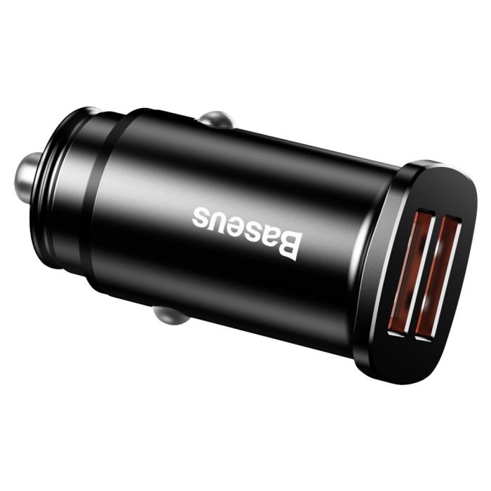 Bild 4, Baseus 30W 2x USB Billaddare Snabbladdning Svart