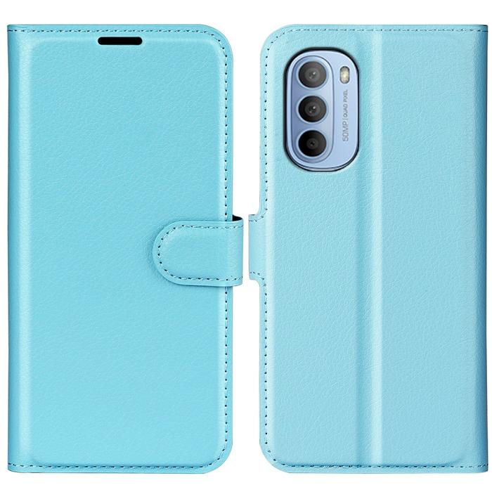 Bild 1, Motorola Moto G31 / G41 Fodral Litchi Textur Ljus Blå
