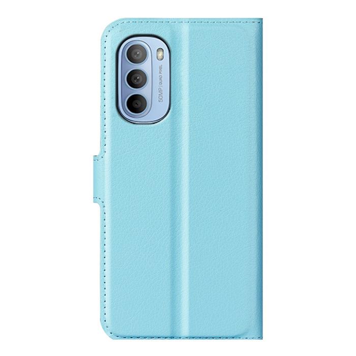 Bild 3, Motorola Moto G31 / G41 Fodral Litchi Textur Ljus Blå