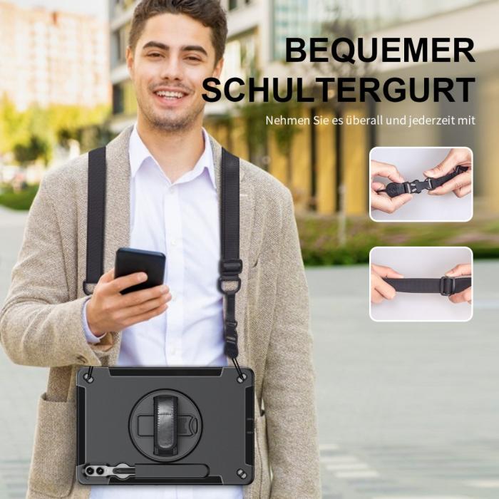 Bild 5, Samsung Galaxy Tab S9 Plus Skal 360 Rotation Shockproof Med Rem