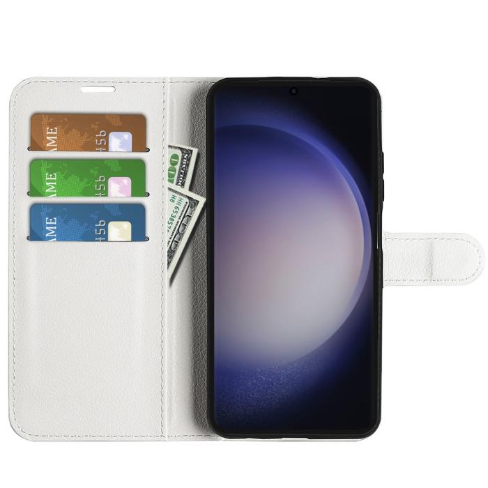 Bild 2, Samsung Galaxy S24 Ultra Fodral Läder Litchi Vit