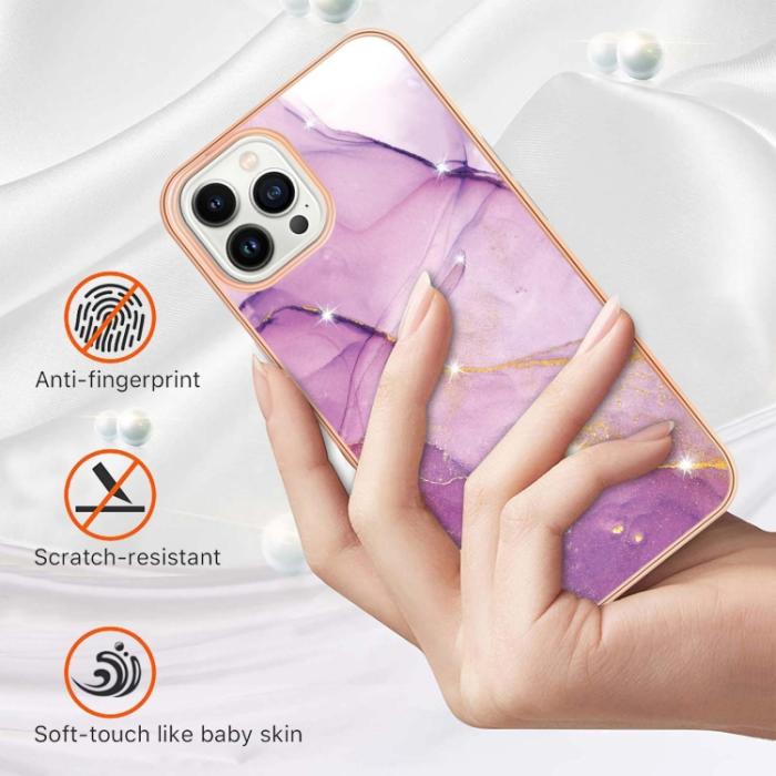 Bild 2, iPhone 14 Pro Skal Marmor Electroplate TPU