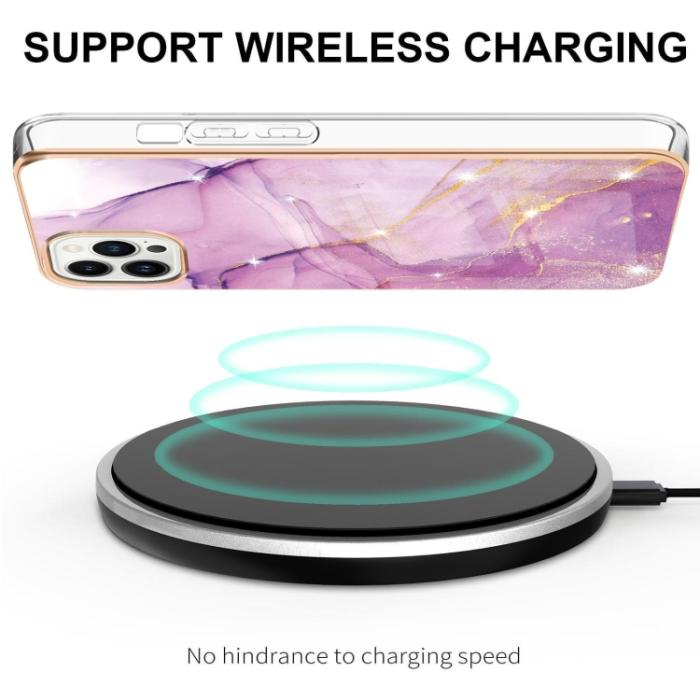 Bild 3, iPhone 14 Pro Skal Marmor Electroplate TPU