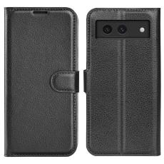 Google Pixel 8A Litchi Läder Fodral Svart