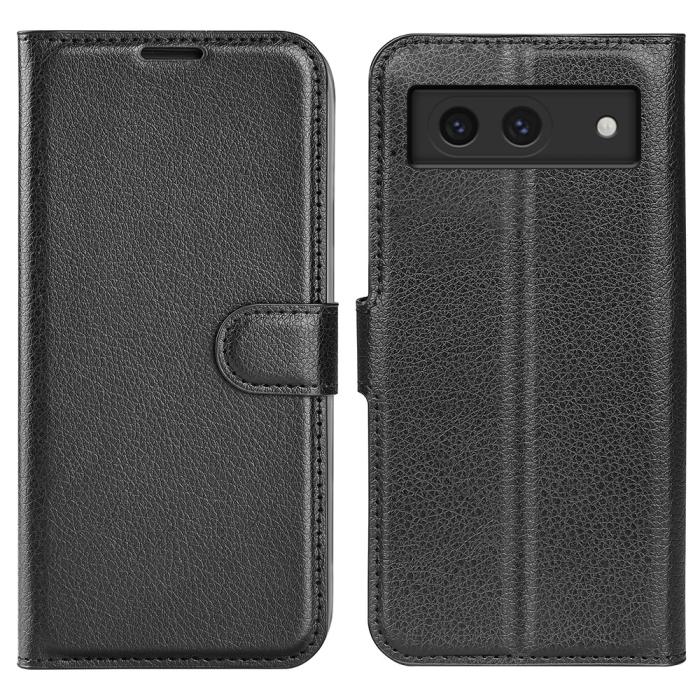 Bild 1, Google Pixel 8A Litchi Läder Fodral Svart