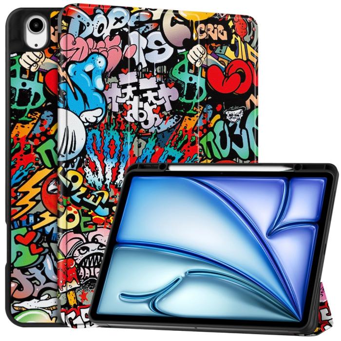 Bild 1, iPad Air 13 2025/2024 Tri-Fold Fodral Med Pennhållare Grafitti