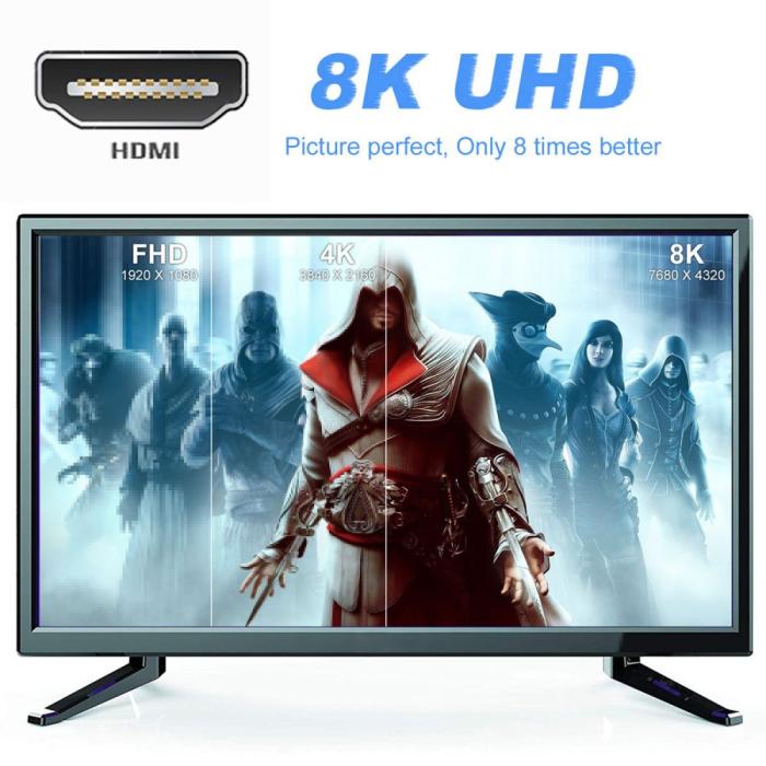 Bild 3, HDMI Hane - HDMI 2.1 Hona 8K 60Hz UHD Adapter Blå