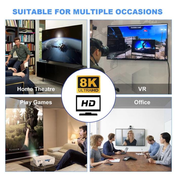 Bild 5, HDMI Hane - HDMI 2.1 Hona 8K 60Hz UHD Adapter Blå
