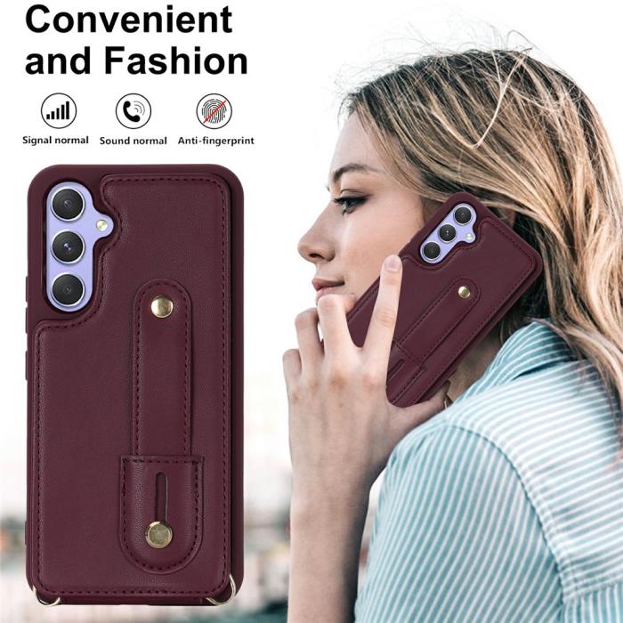 Bild 6, Samsung Galaxy S26 Skal Multifunktionellt Läder Vinröd
