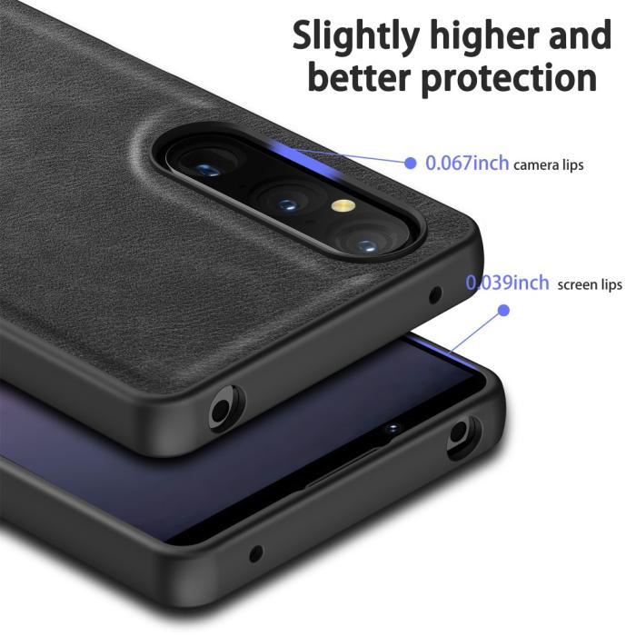 Bild 4, Sony Xperia 1 V Skal Retro Läder Svart