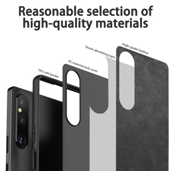 Bild 6, Sony Xperia 1 V Skal Retro Läder Svart