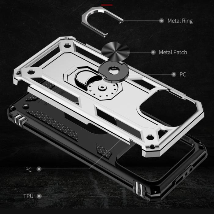 Bild 5, iPhone 15 Pro Max Skal Shockproof Armor Ring Silver