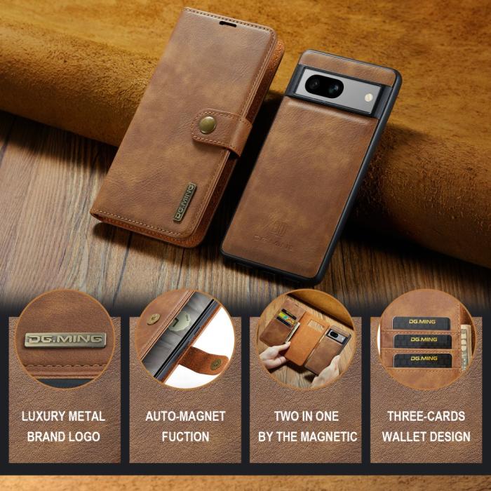 Bild 5, DG.MING Google Pixel 7A 2in1 Magnet Fodral / Skal Brun