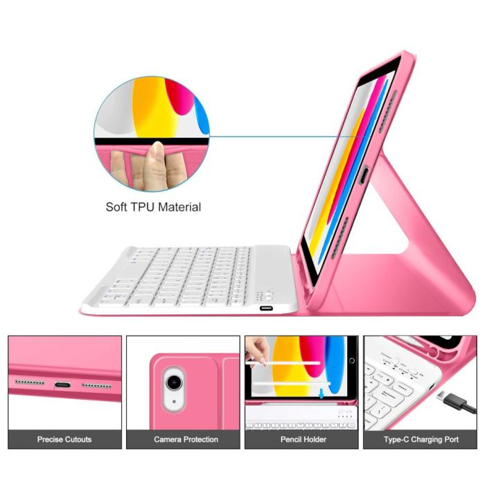Bild 5, Tech-Protect iPad 11 2025/10.9 2022 Fodral SC Tangentbord Magenta