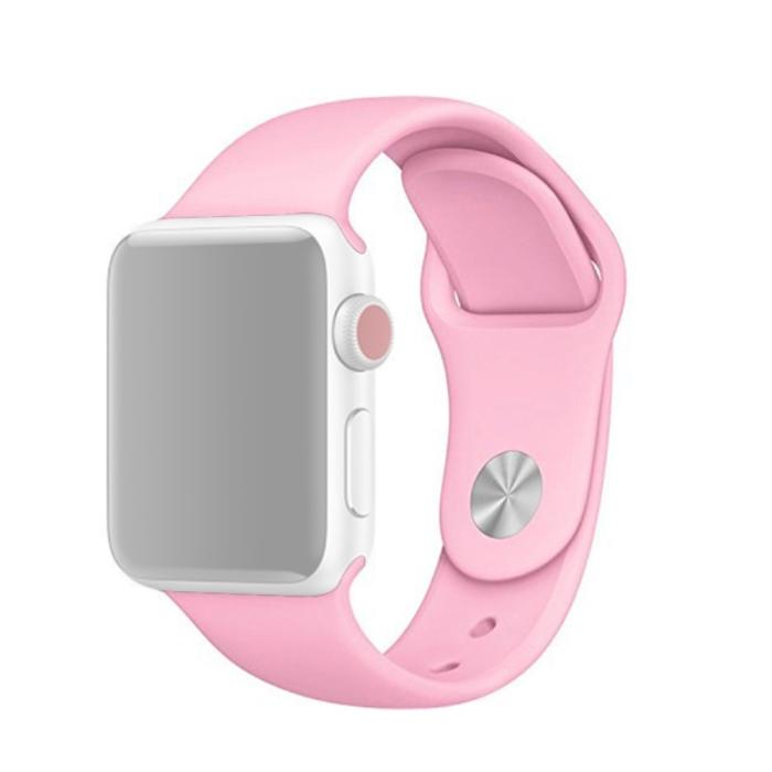 Bild 1, Silikon Armband Apple Watch 41/40/38 mm (M/L) - Ljus Rosa