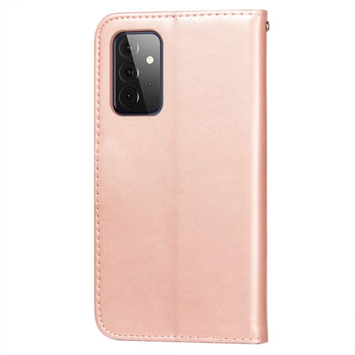 Bild 3, Samsung Galaxy A72 - Läder Fodral - Roséguld